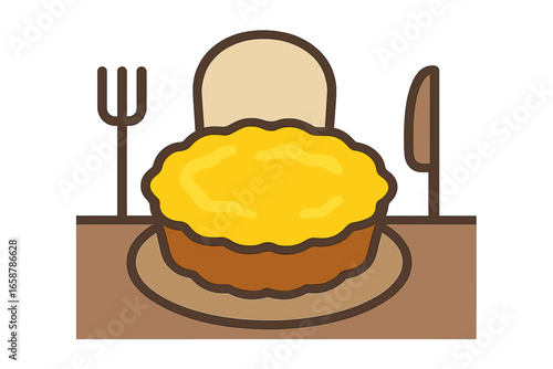 Illustration of a golden jackfruit featuring a smooth and shiny exterior set against a plain backdrop