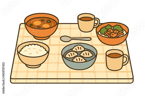 Traditional Asian Cuisine Illustration titled Dim Sum Delight