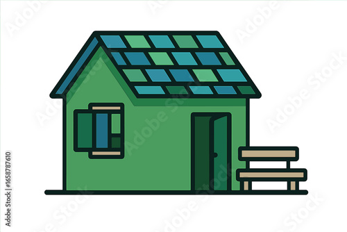 Isolated illustration of empty Indian village shop for cartoon animation, including a vacant grocery store and tea stall design