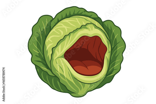 A hand-drawn napa cabbage leaf depicted in black and white line art on a white background symbolizes a Chinese vegetable, leafy produce, and a healthy food ingredient