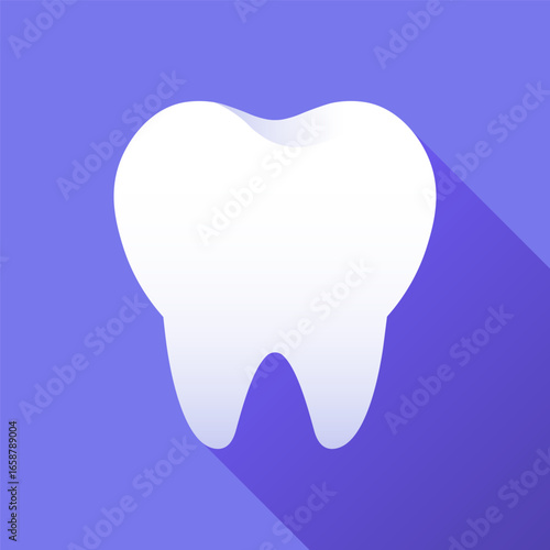 Healthy tooth vector illustration on purple background.
