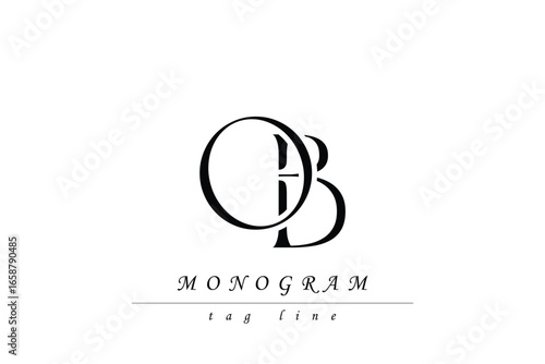 OB Initials Stylized Monogram Design Featuring Intertwined. Artistic representation of monogram initials creatively arranged and displayed.
