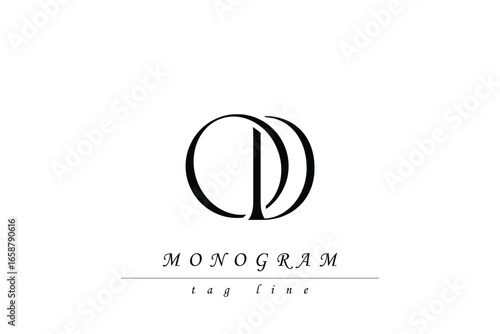 OD Initials Stylized Monogram Design Featuring Intertwined. Artistic representation of monogram initials creatively arranged and displayed.