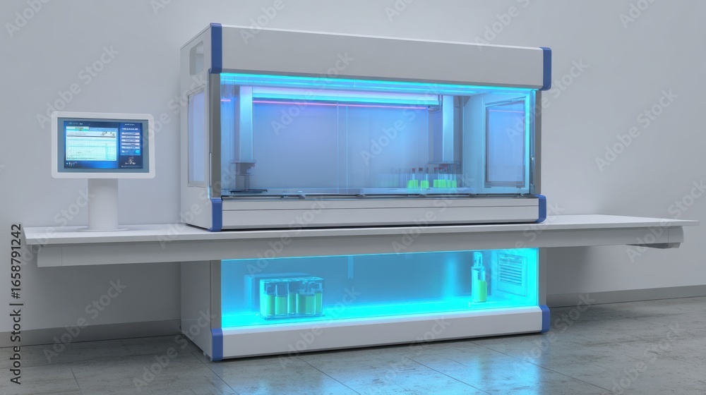 Fototapeta premium Advanced laboratory equipment with modern touchscreen interface for scientific research
