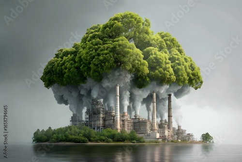 generate an absurd unrealistic stock photo for a biomass power plant.