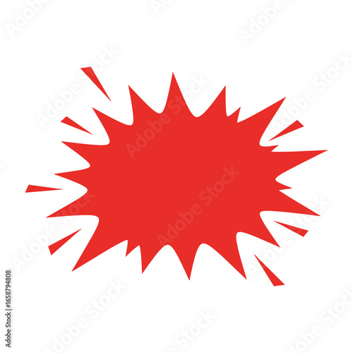 Red burst shape, a graphic element for design, promotion, and marketing, perfect for adding a pop of color and excitement to any project