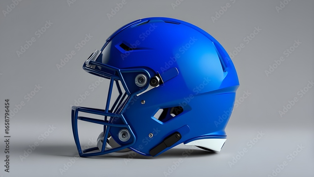Fototapeta premium blue american football helmet isolated on gray background