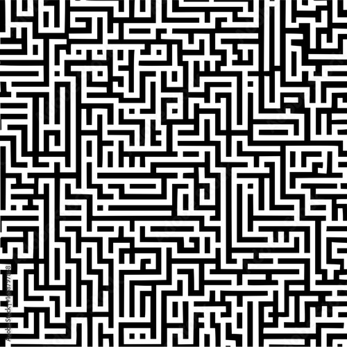 Abstract black and white maze pattern design complex geometric labyrinthine structure art background 100