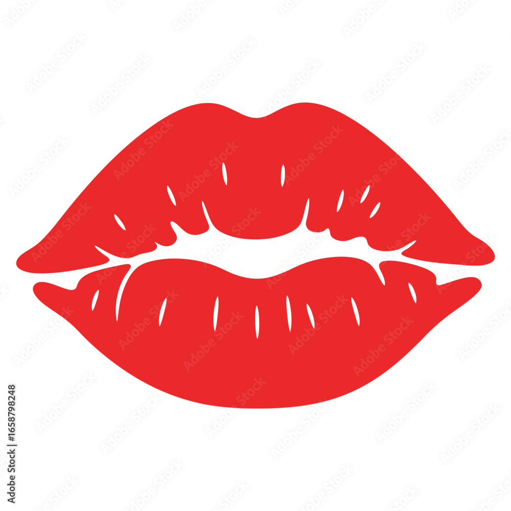 Obraz premium Red lips kiss, symbol of love, passion, romance, and beauty, perfect for valentines day or any romantic occasion