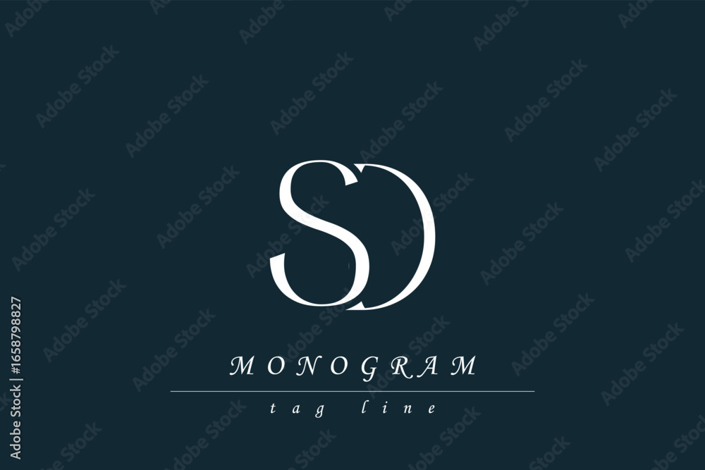 Fototapeta premium SD Initials Stylized Monogram Design Featuring Intertwined. Artistic representation of monogram initials creatively arranged and displayed.