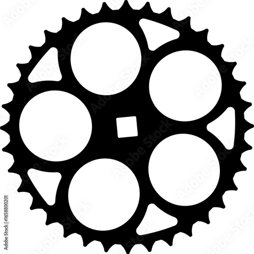 Silhouette of a bicycle chain wheel. Bike sprocket isolated.