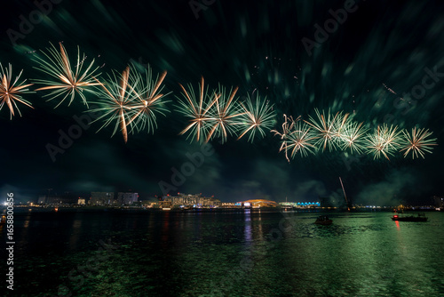 Canvas Print Fireworks in Abu Dhabi celebrating Eid Al Fitr