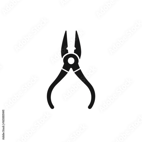 Black pliers tool in minimalist design  