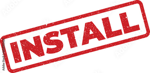 Red distressed rubber stamp with the word INSTALL