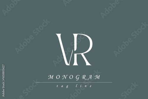 VR Initials Stylized Monogram Design Featuring Intertwined. Artistic representation of monogram initials creatively arranged and displayed.