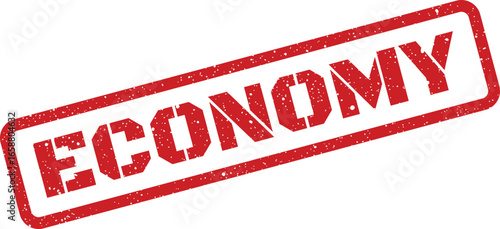 Red distressed stamp with the word Economy across it in capital letters