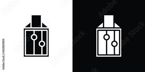 Audio Mixer Icon in Black and White, Isolated on White Background