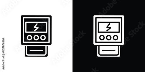 Electrical Panel Icon in Two Variations with White and Black Backgrounds