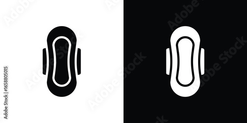 Sanitary Pad Icon Isolated on White and Black Backgrounds