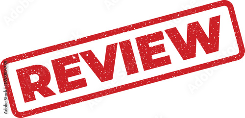 Red distressed stamp with the word REVIEW printed diagonally across