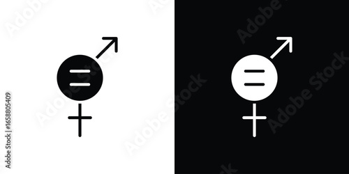 Gender Equality Symbol in Black and White, Isolated on White Background