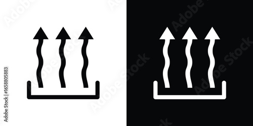 Heat Icon with Wavy Lines, Isolated on White and Black Background