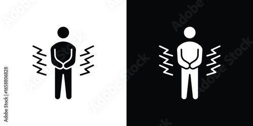Person with Back Pain Icon, Isolated on White Background