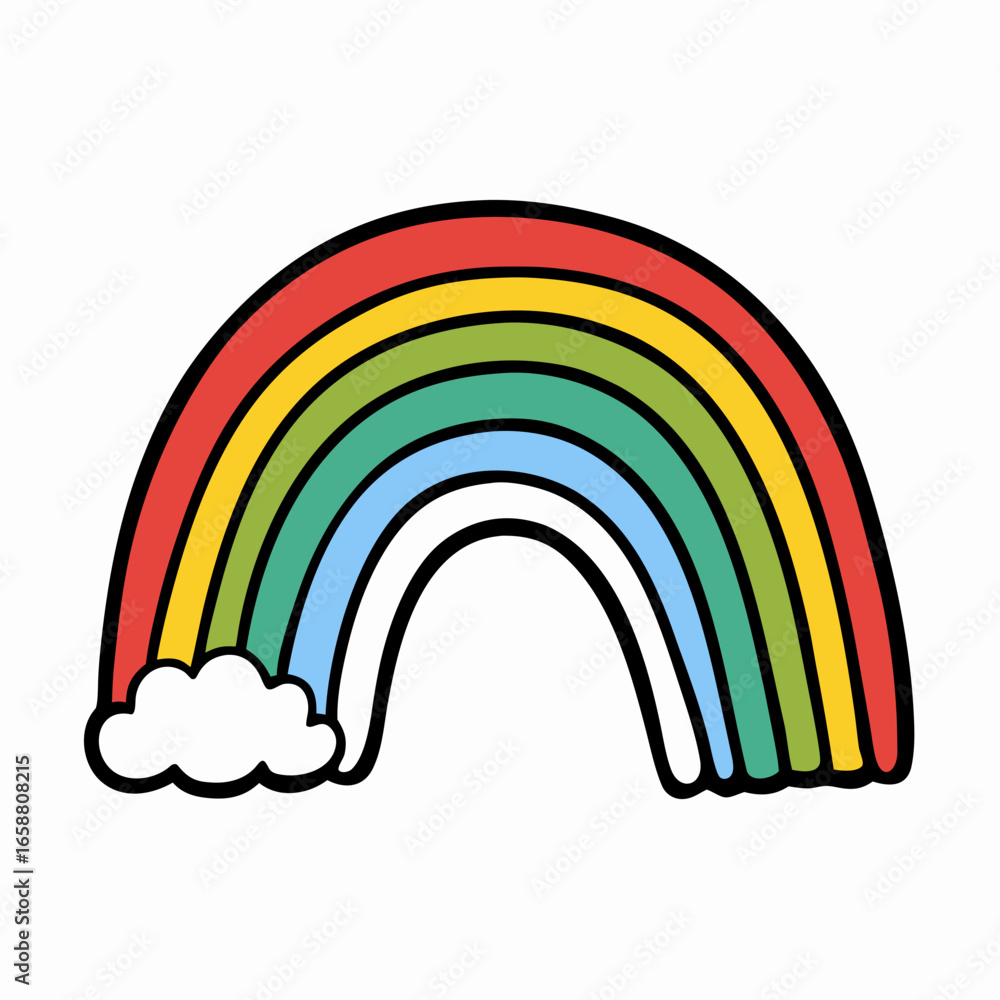 Fototapeta premium Vibrant rainbow with cloud evokes joy and positivity, perfect for children's designs, educational materials, and uplifting projects