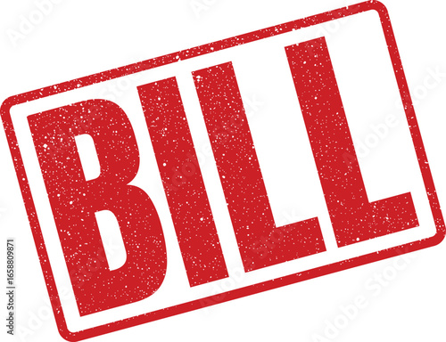 Red Grungy Stamp With The Word Bill Across It