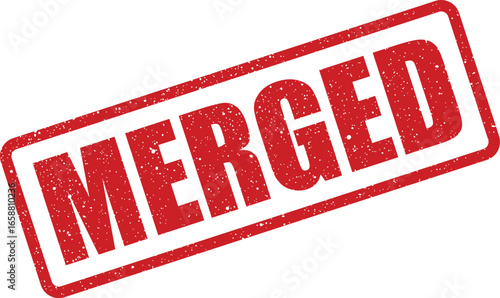 Red Merged Stamp Isolated on White with Speckled Texture