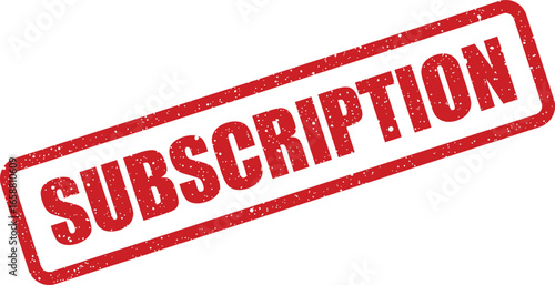 Red rectangle stamp with the word Subscription in white lettering across it