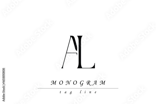 AL Initials Stylized Monogram Design Featuring Intertwined. Artistic representation of monogram initials creatively arranged and displayed.