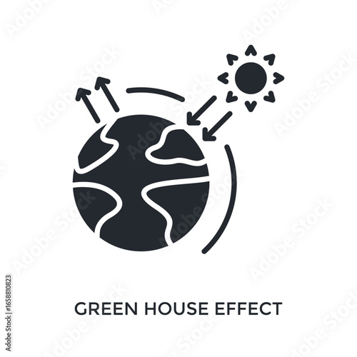 Green House Effect Icon Glyph Style. Vector Illustration For Graphic Design
