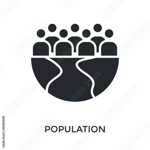 Population Icon Glyph Style. Vector Illustration For Graphic Design