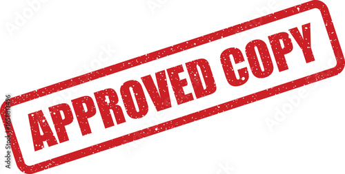 Red rubber stamp imprinted with the words approved copy in a diagonal orientation