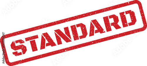 Red rubber stamp with the word STANDARD imprinted in a distressed style