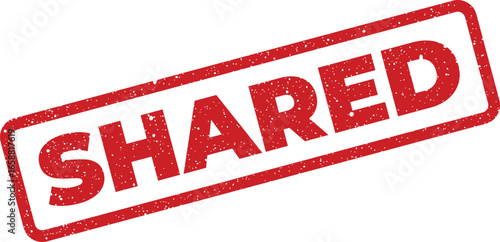 Red Shared Stamp with Grunge Texture Conveying Collaboration and Connection