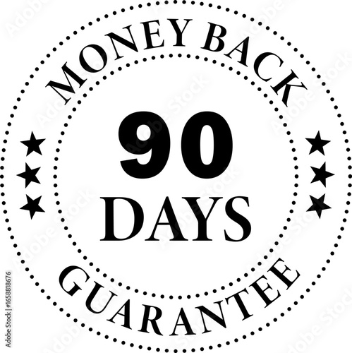 90 days money back guarantee black icon vector for graphic design, logo, website, social media, mobile app
