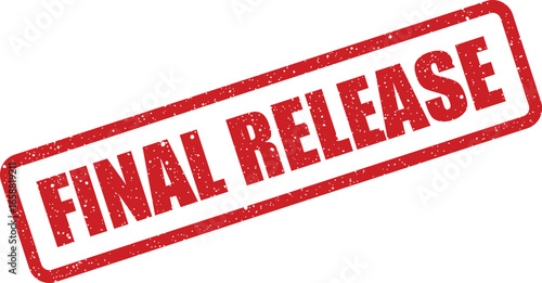 Red stamp with the words Final Release in grunge distressed texture and white speckles