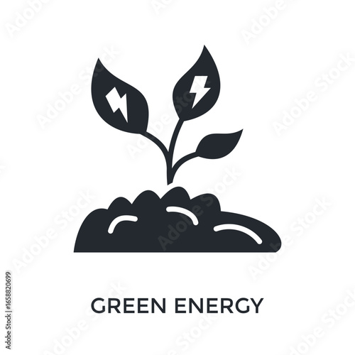 Green Energy Icon Glyph Style. Vector Illustration For Graphic Design