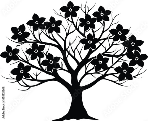 Dogwood Tree in Bloom Silhouette