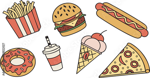 fast food items illustration isolated