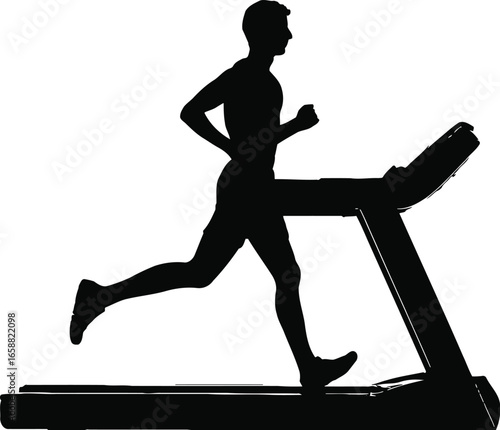 Silhouette of a Man Jogging on a Treadmill