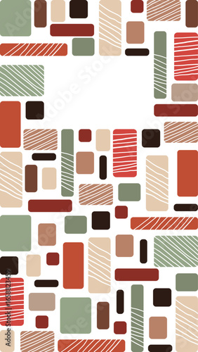 Vektorgrafik mit geometrischen Formen in harmonischen Farben. Freier Platz für Text. Vorlage für Einladungen, Grußkarten, Social Media Posts, Cover, Flyer und Werbung.