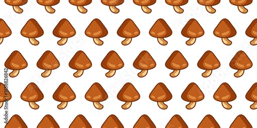 Seamless Autumn Pattern Design Cartoon brown mushrooms seamless pattern on white background ideal for seasonal wrapping paper fabric prints kitchen decor and autumn designs