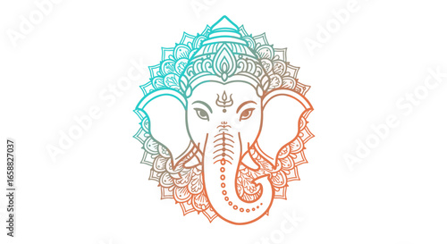Colorful Gradient Lord Ganesha Vector Illustration