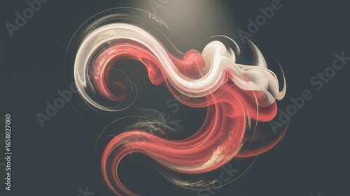 Abstract Swirling Red and White Paint Texture Background