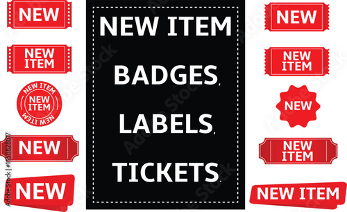 New Item Badges, Labels, and Tickets Vector Collection