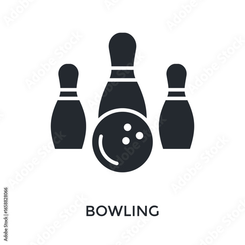 Bowling Icon Glyph Style. Vector Illustration For Graphic Design