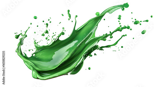 Green paint splash isolated on a transparent background 